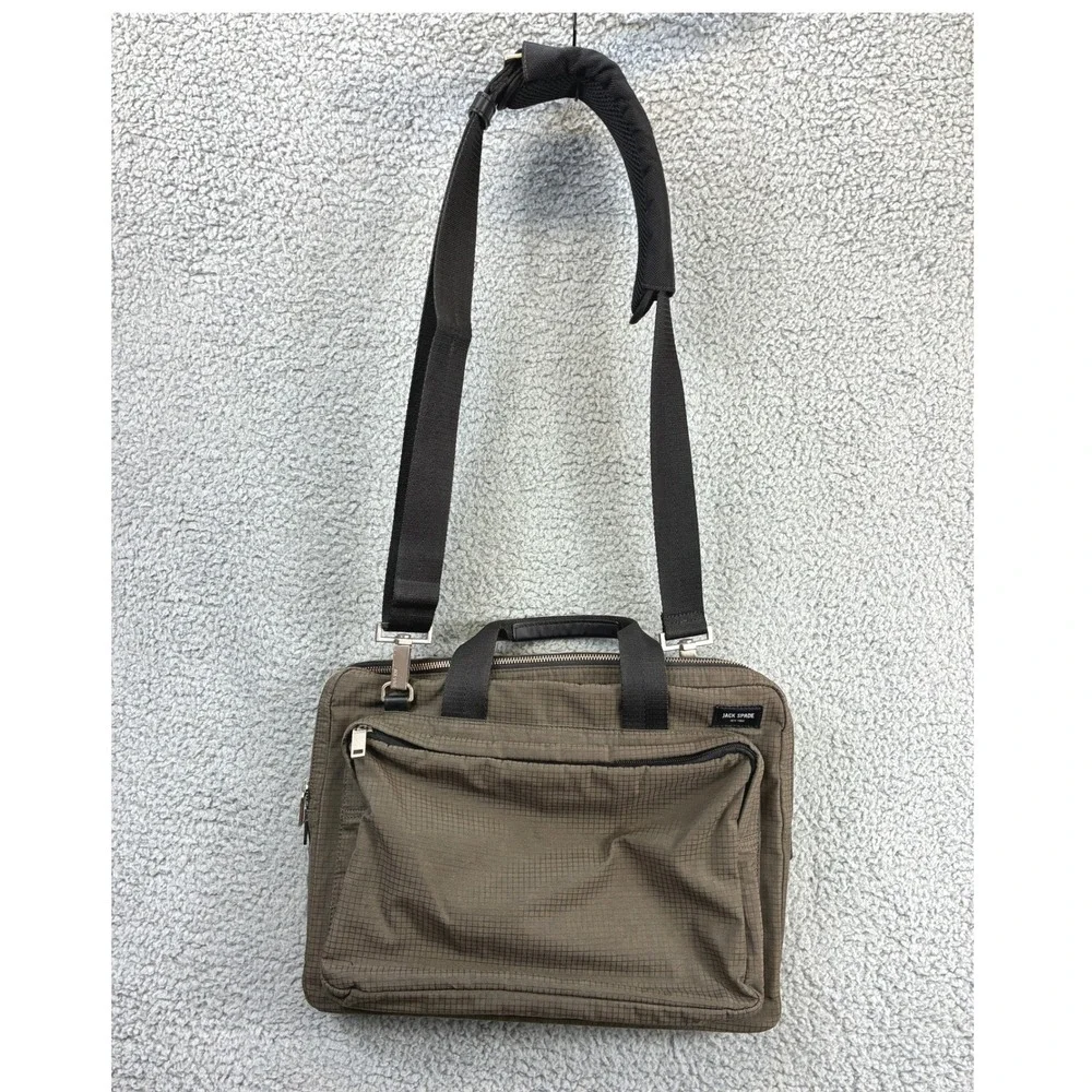 Jack Spade Briefcase Messenger Bag Mens Olive Green Nylon Laptop Commuter Work